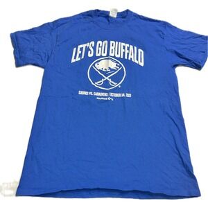 Let's Go Buffalo! Sabres Vs Canadians Blue T-Shirt‎ Men's Size L Hockey NHL